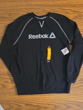 Reebok Men’s Black Crewneck Pullover with White Logo